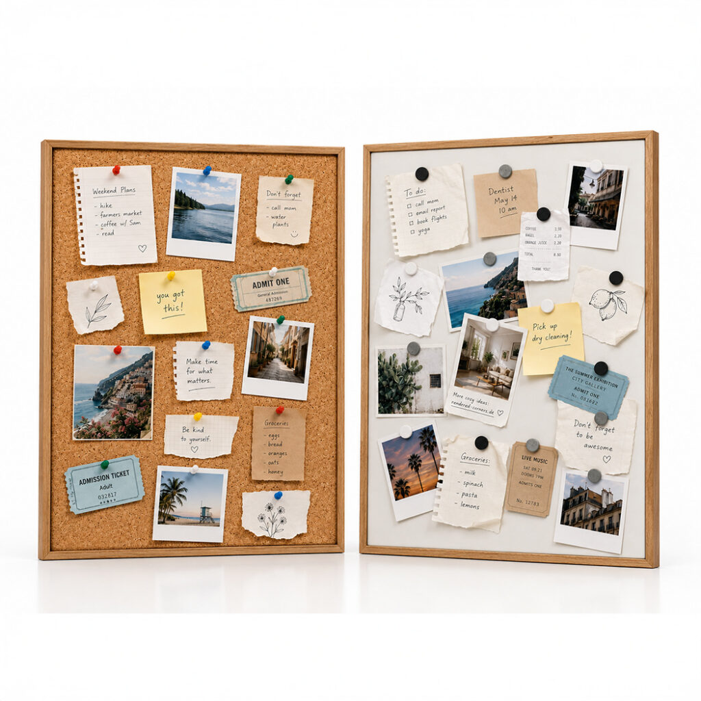 RC JOSEPHINE framed cork and magnetic memo board set for CAD and 3D interior scenes